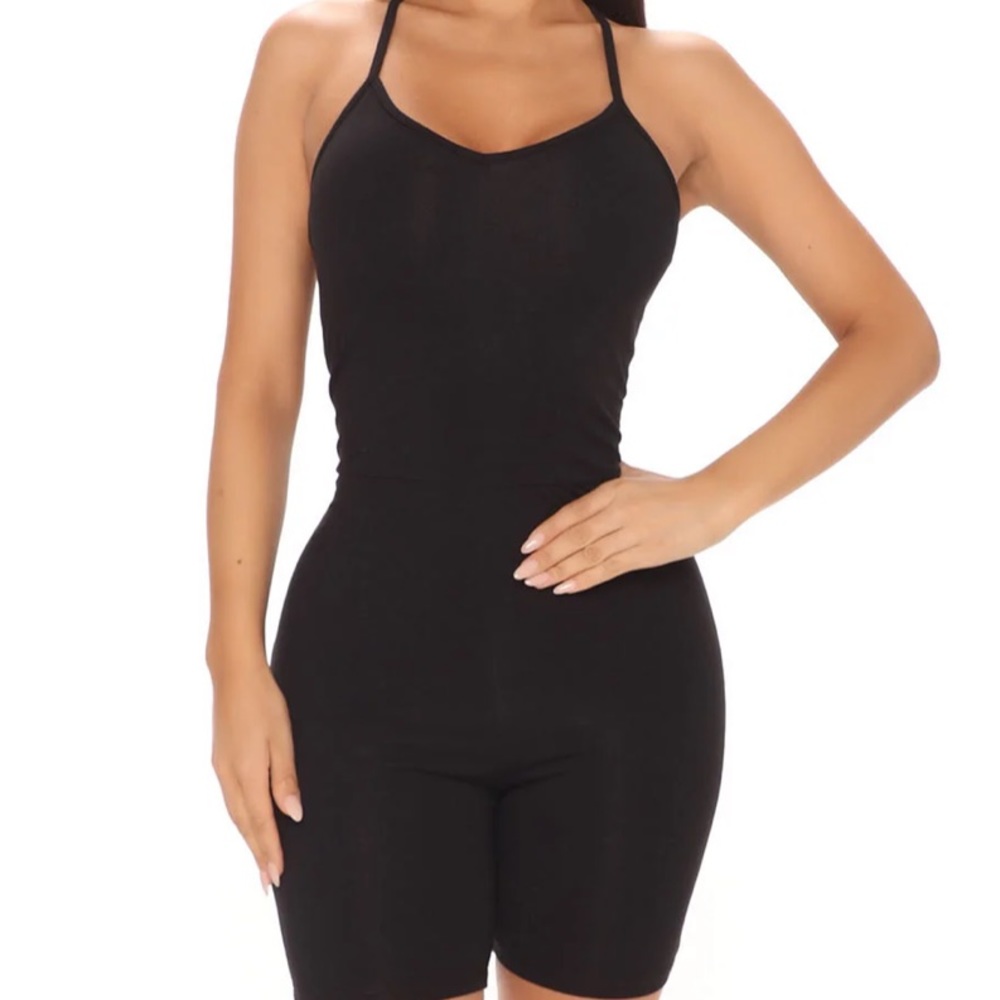 Fashion Nova Amber Strappy Bike Short Romper